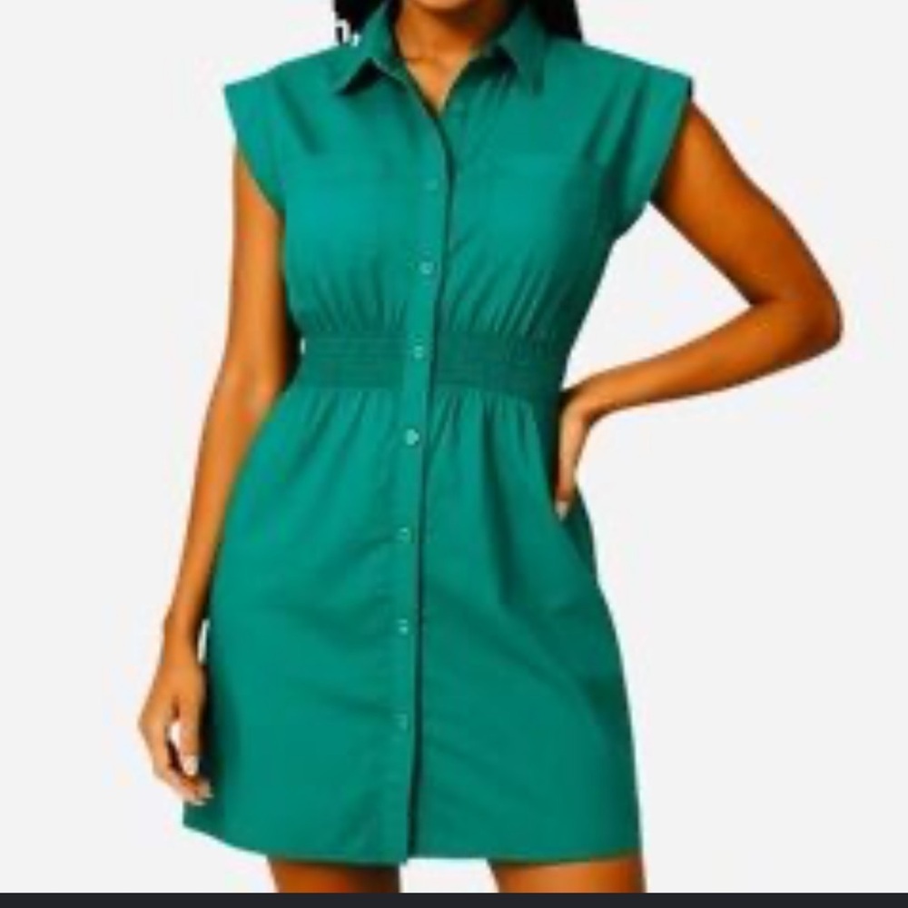 Monteau Green Button-Front Mini Dress size Small NWT